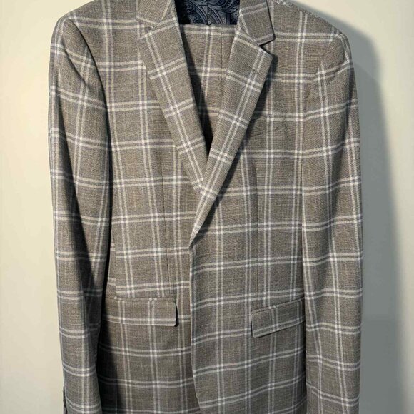 Egara Grey & Blue Check Patterned Two-Piece Suit - 36R & 30x30 - Picture 1 of 11